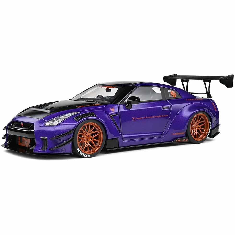 Solido 1:18 Nissan GT-R (R35) W/Liberty Walk Body Kit 2.0 Purple 2022, Púrpura