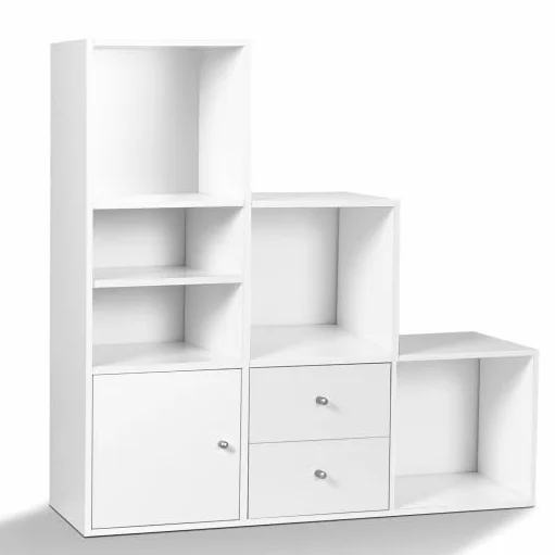 Mueble de escalera 3 niveles imitación madera haya con puerta y cajones