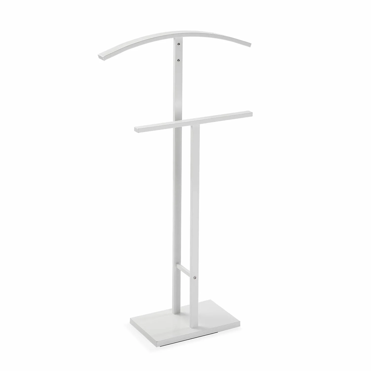 Versa Lund Galán de Noche Moderno Multifuncional con 2 Perchas, 100 x 20 x 52 cm, Acero, Blanco