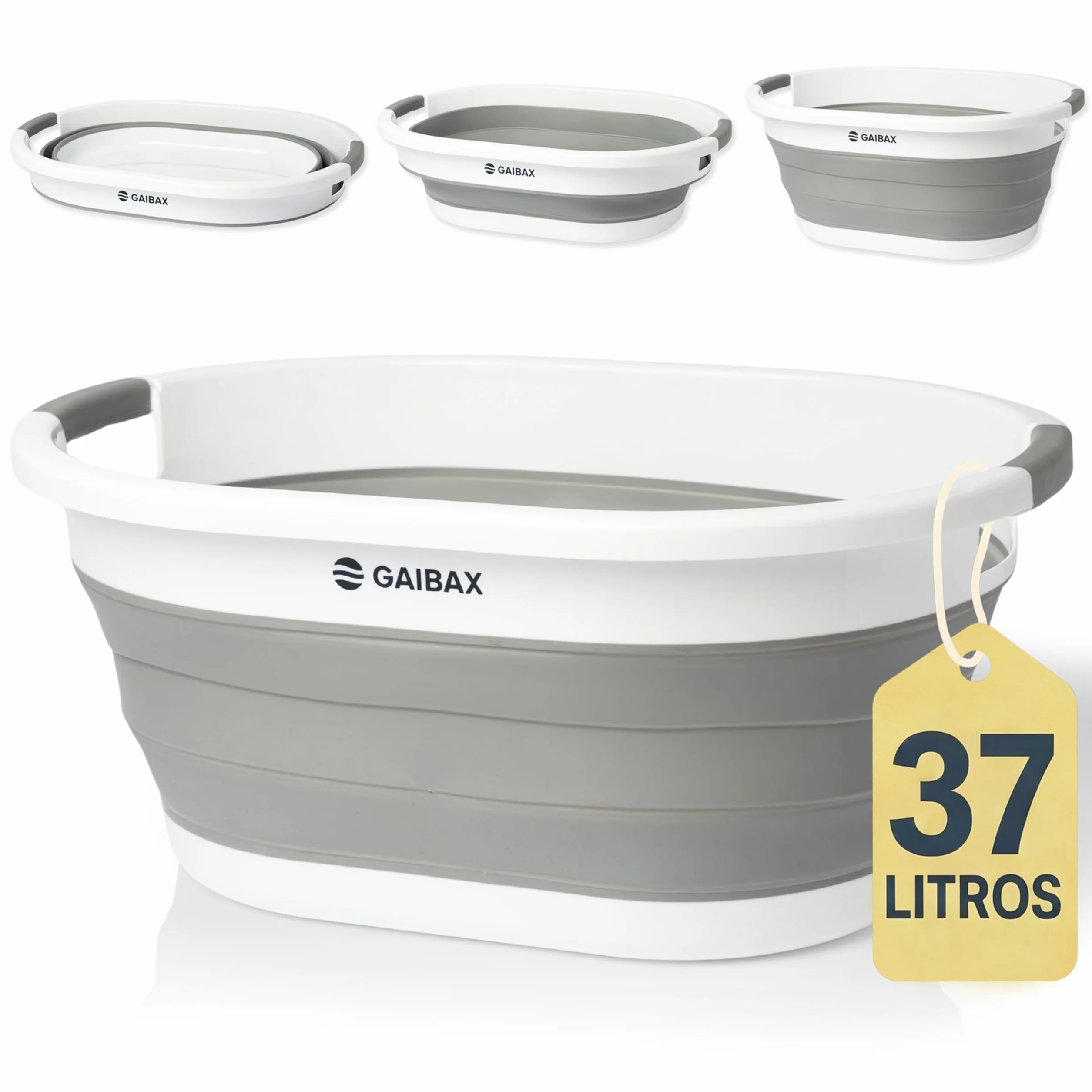 Cesto Ropa Plegable 37L Gran Capacidad Multiuso Colada Almacenaje Hogar Camping Blanco Gris