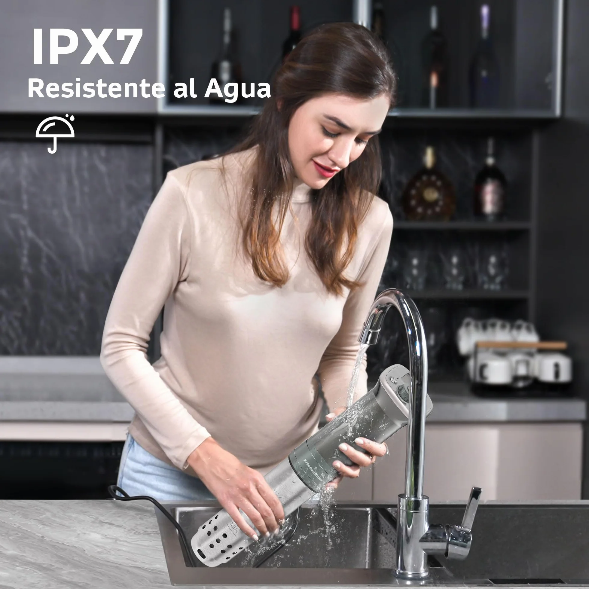 KitchenBoss Sous Vide Roner WIFI: Roner Cocina Baja Temperatura,Inmersión a Prueba de Agua IPX7 Circuladores Control de APP y Temperatura de Precisión TFT táctil Muy tranquilo 40℃-90℃ 1100W