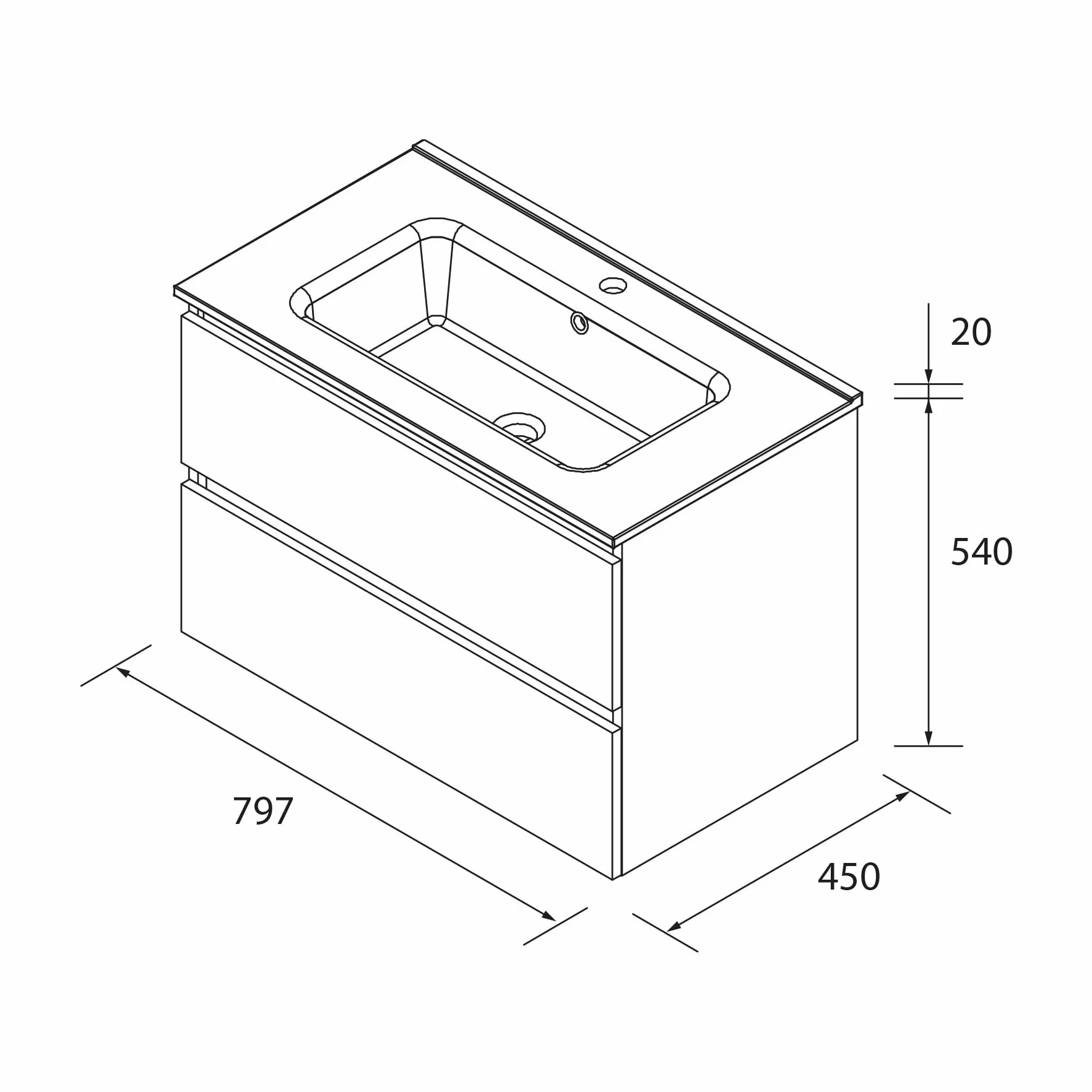 Salgar Mueble de baño Bequia 80cm + Lavabo cerámica | Nogal|80x45x56