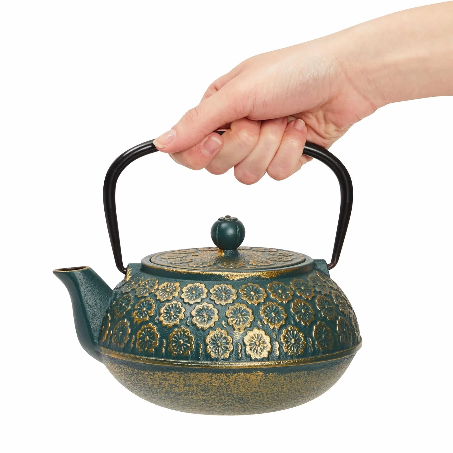 Tetera de hierro fundido verde con infusor de acero inoxidable 1 Litro
