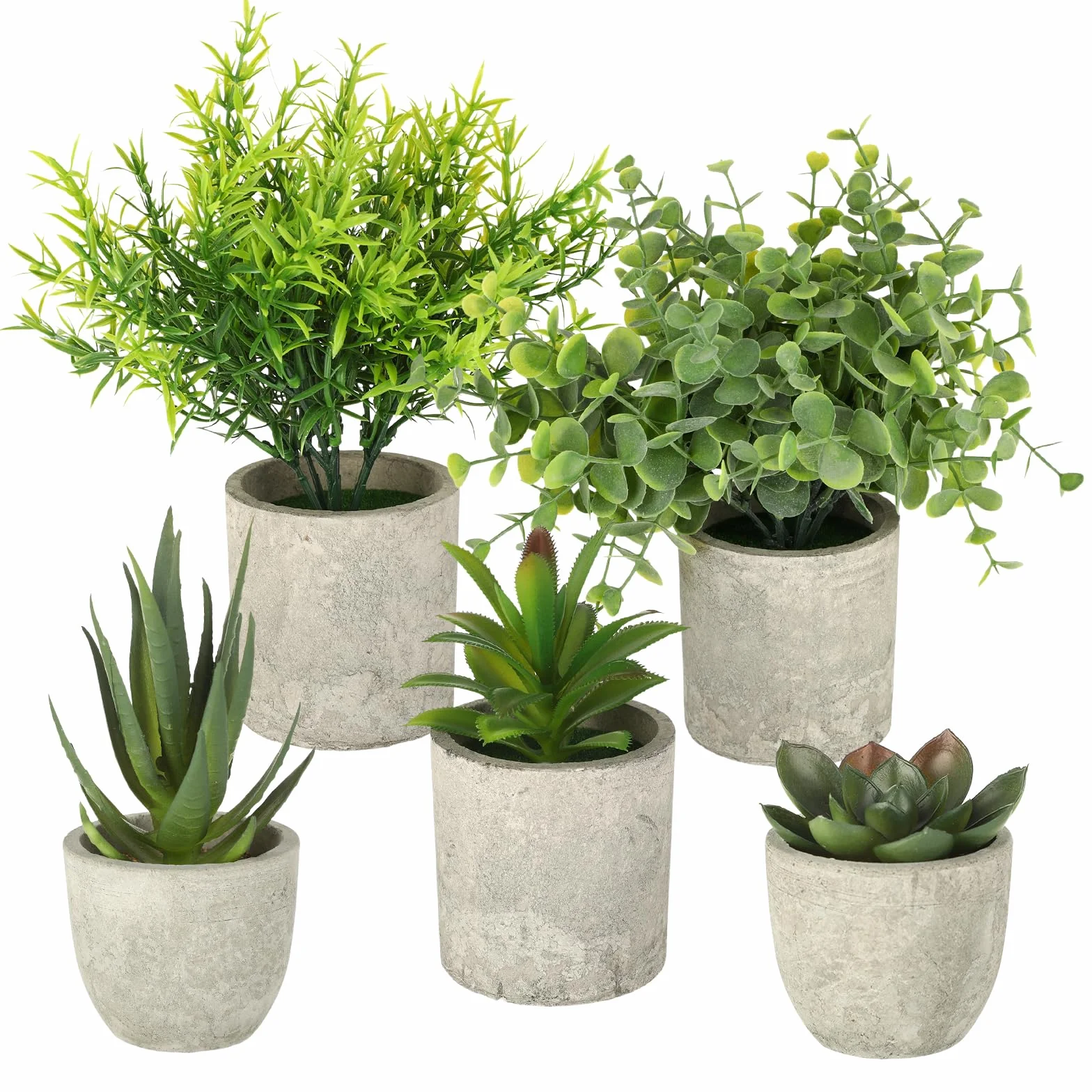CRESZZLE Set de 5 Planta Artificial pequeña con Aspecto Realista – Decoración Hogar