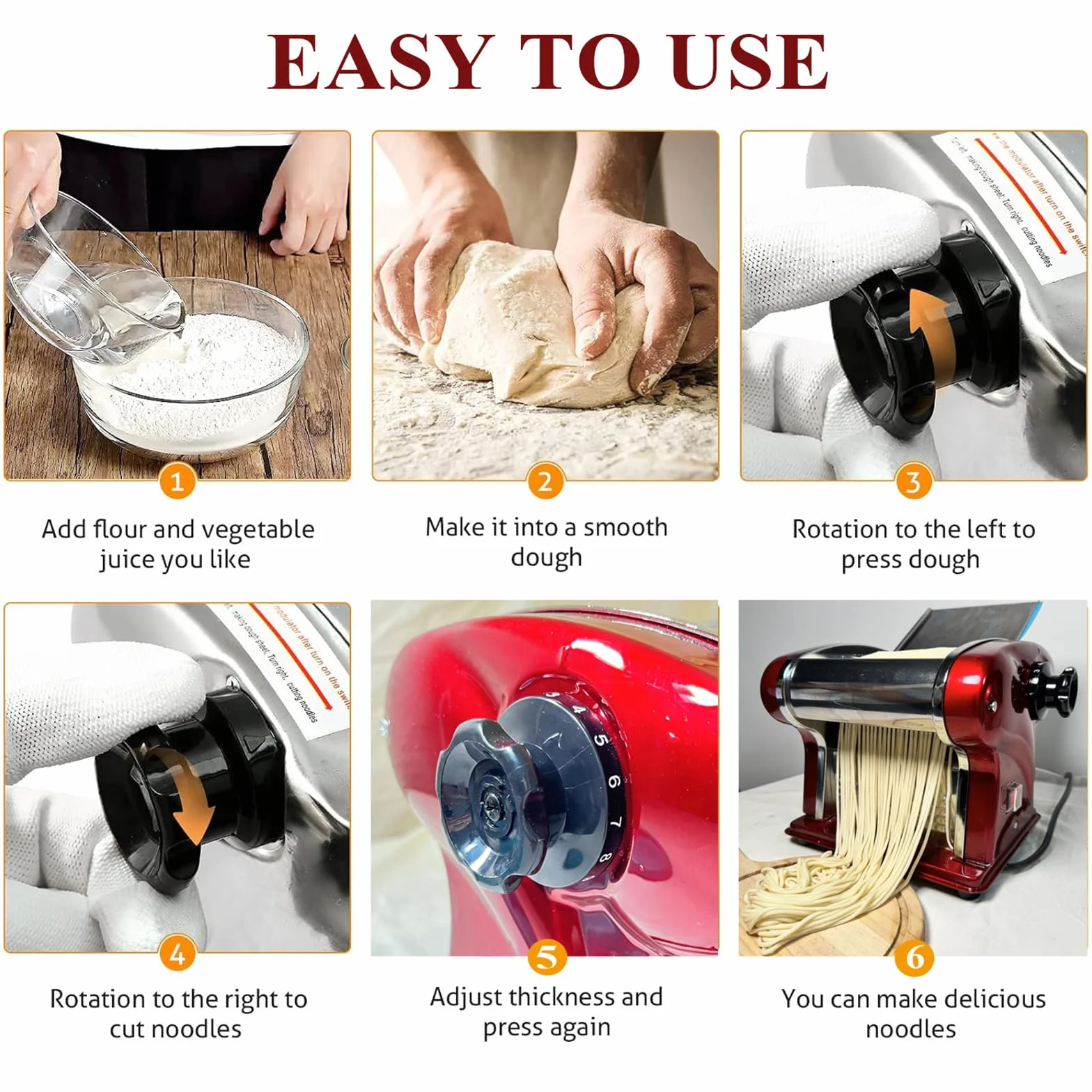 Máquinas Eléctricas Para Pasta - Fabricante de Fideos con Rodillo y Doble Cuchilla de Acero Inoxidable - 1.5mm (Redondo) y 4mm (Plano) - Para Uso Doméstico y Comercial