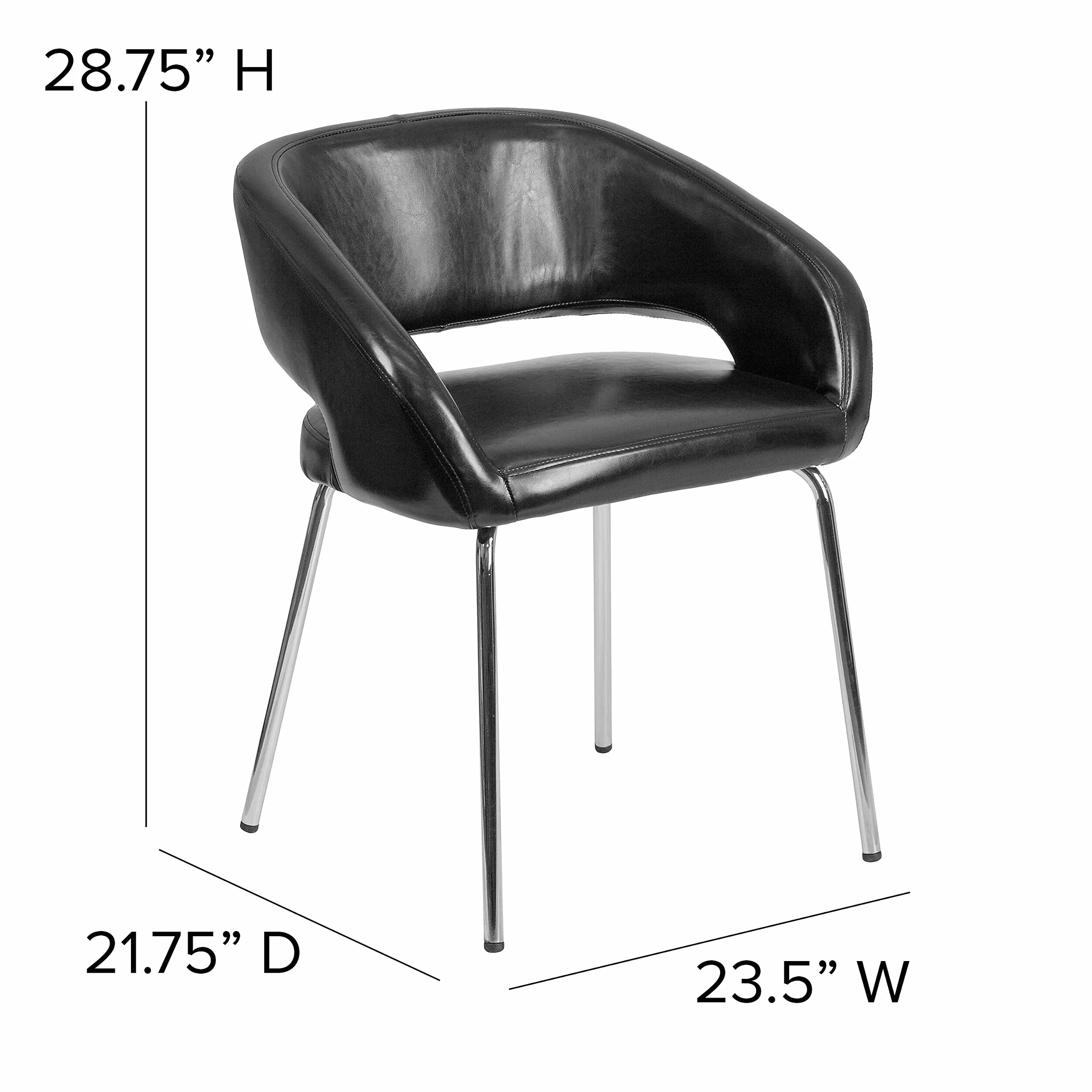 Flash Furniture Silla de recepción Lateral contemporánea de la Serie Fusion, Piel Negra Suave