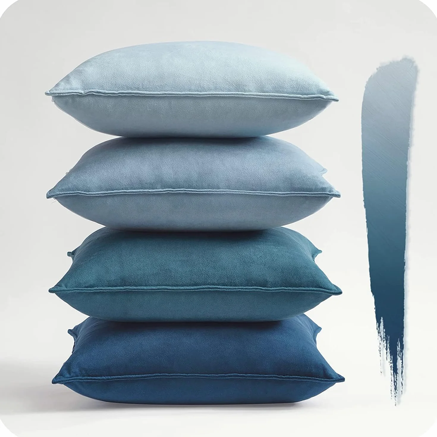 Topfinel Funda Cojin 45x45 Juego de 4 Cojines Azules para Sofa Salon Decoracion Hogar