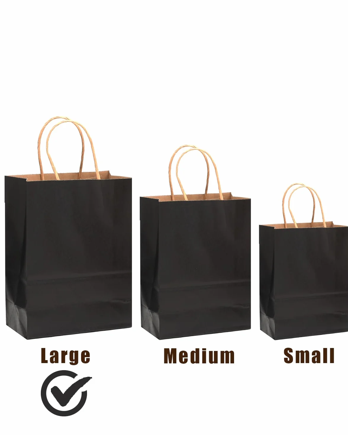 Gcardist Paquetes de 30 bolsas de regalo negras con asas a granel 33x26x13cm, tamaño grande, de papel kraft, varias utilizaciones (13"x10.3"x4.6")
