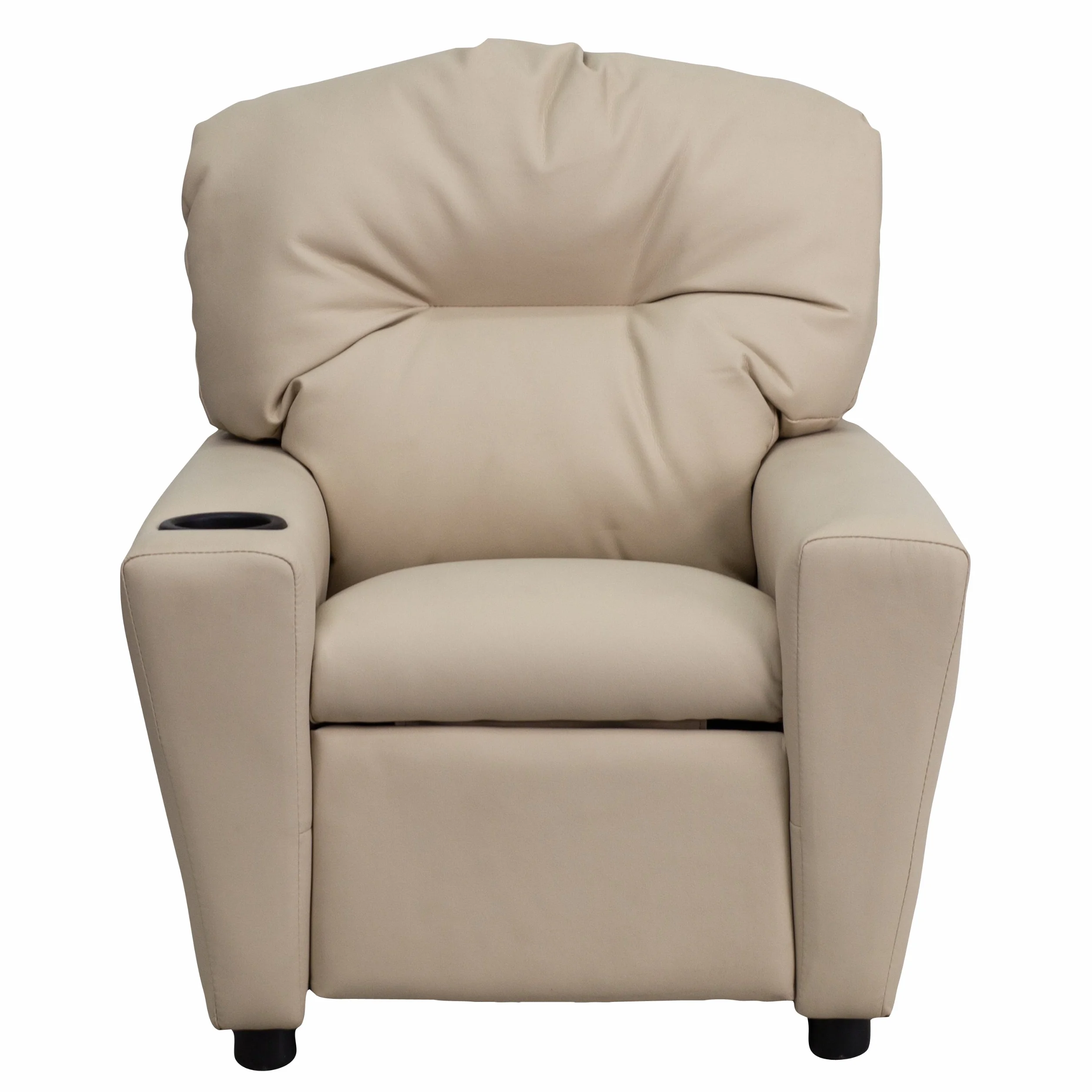 Flash Furniture Sillón reclinable Chandler de Vinilo para niños con portavasos, admite hasta 90 lbs, Beige