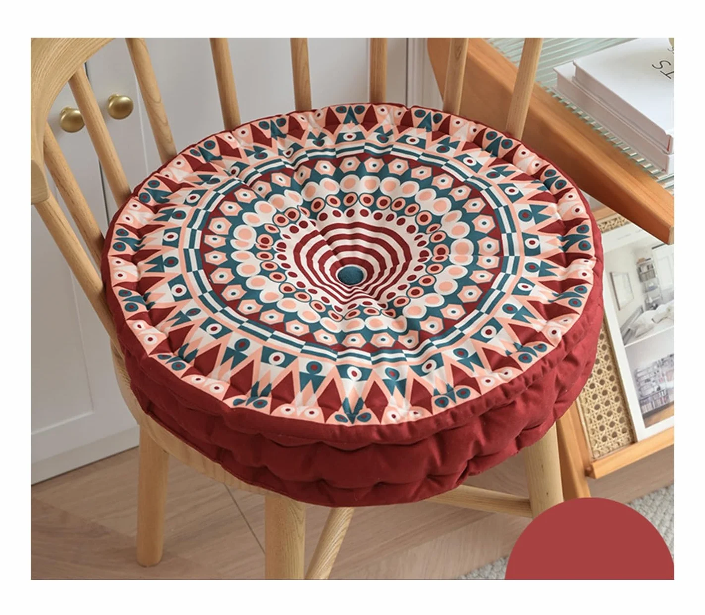 Cojín de Meditación para Yoga, Cojín Suelo Cuadrado 45 cm con Asa, para Sillas y Exterior
