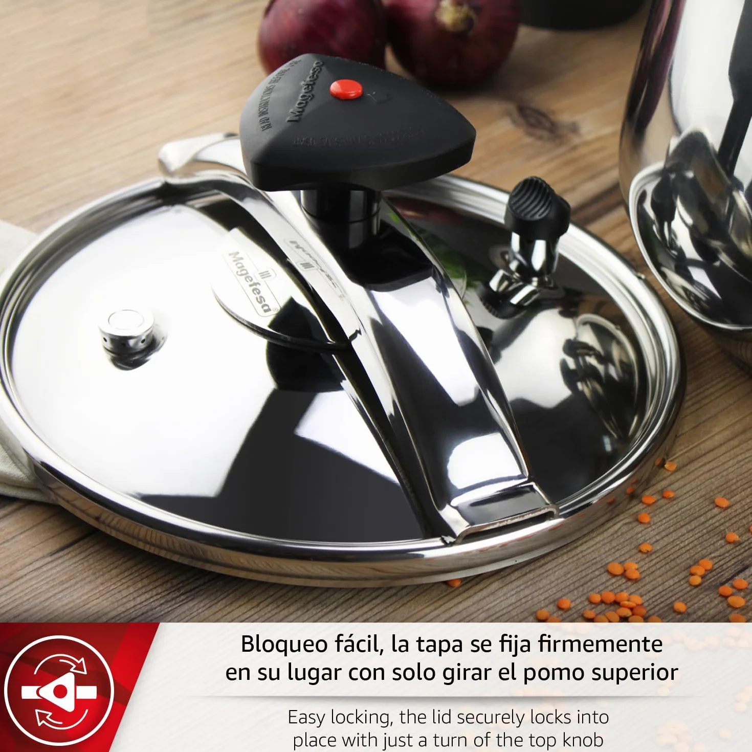 Magefesa Star Bombeada Olla Express Tradicional 10L Acero Inoxidable 18/10 Inducción Válvula Giratoria