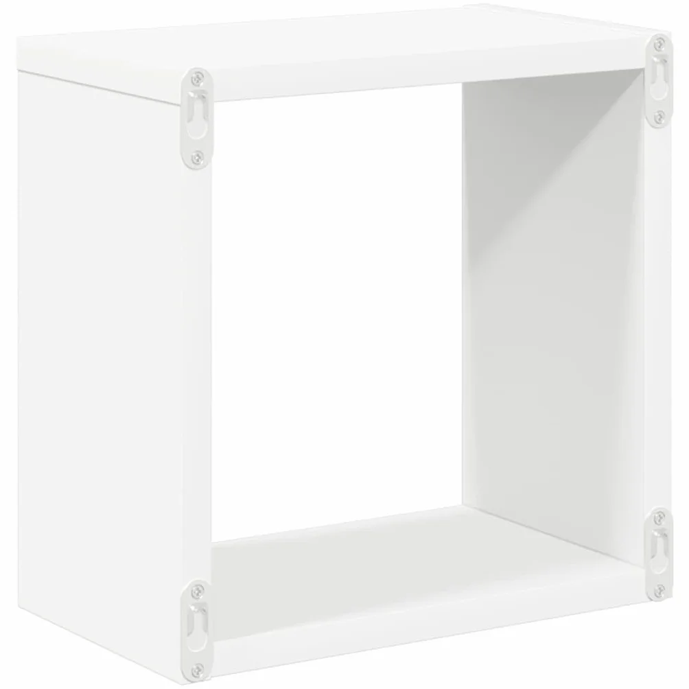 vidaXL 2x Estantes Cubo de Pared Estantería Colgante CD Libros Decoración Contrachapada Blanco 26x15x26cm