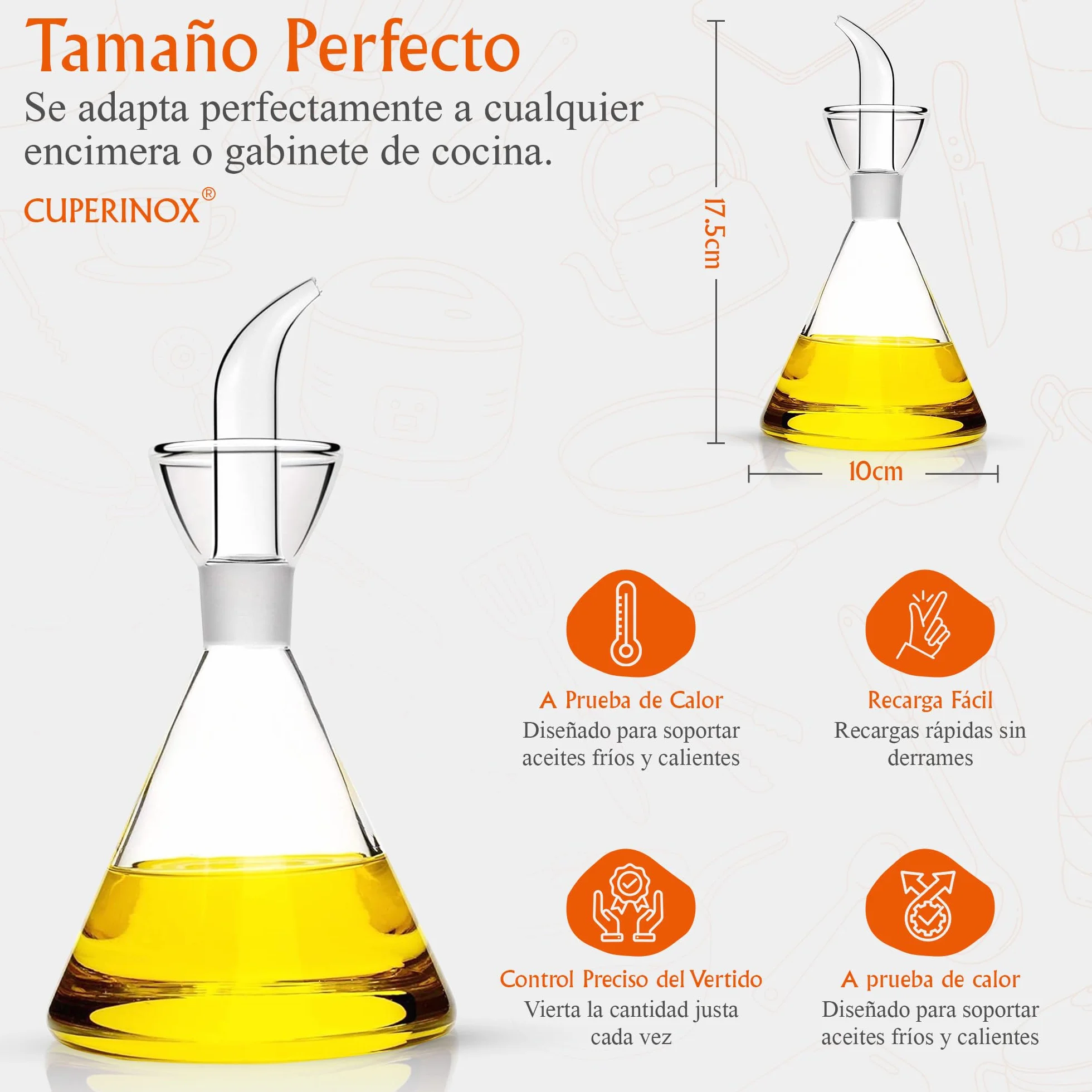 Aceitera de Cristal Antigoteo para Aceite de Oliva, 250 Ml Gourmet Oil Collection