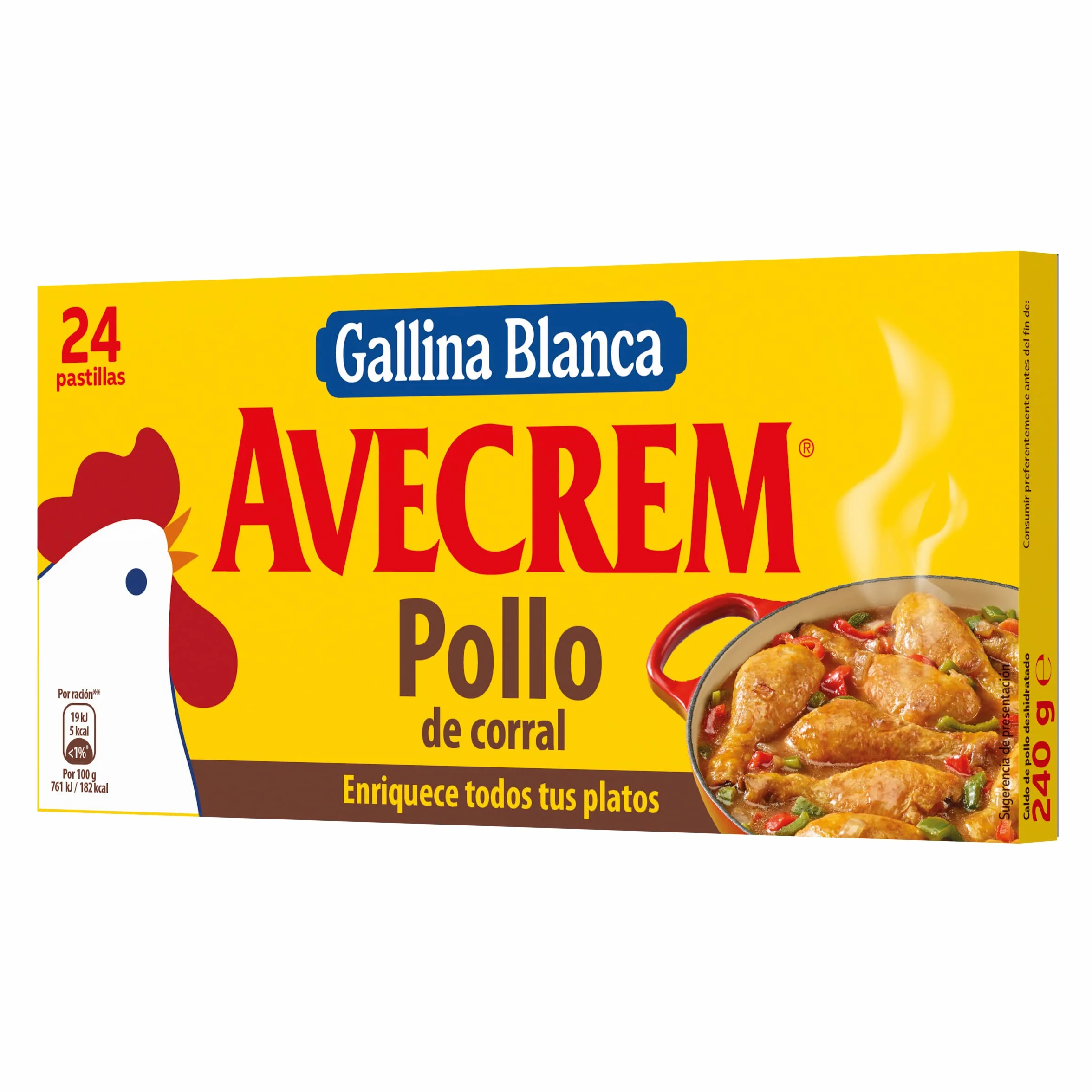 Gallina Blanca Avecrem Caldo de Pollo 24 Pastillas, Bajo en Grasa, Sin Gluten