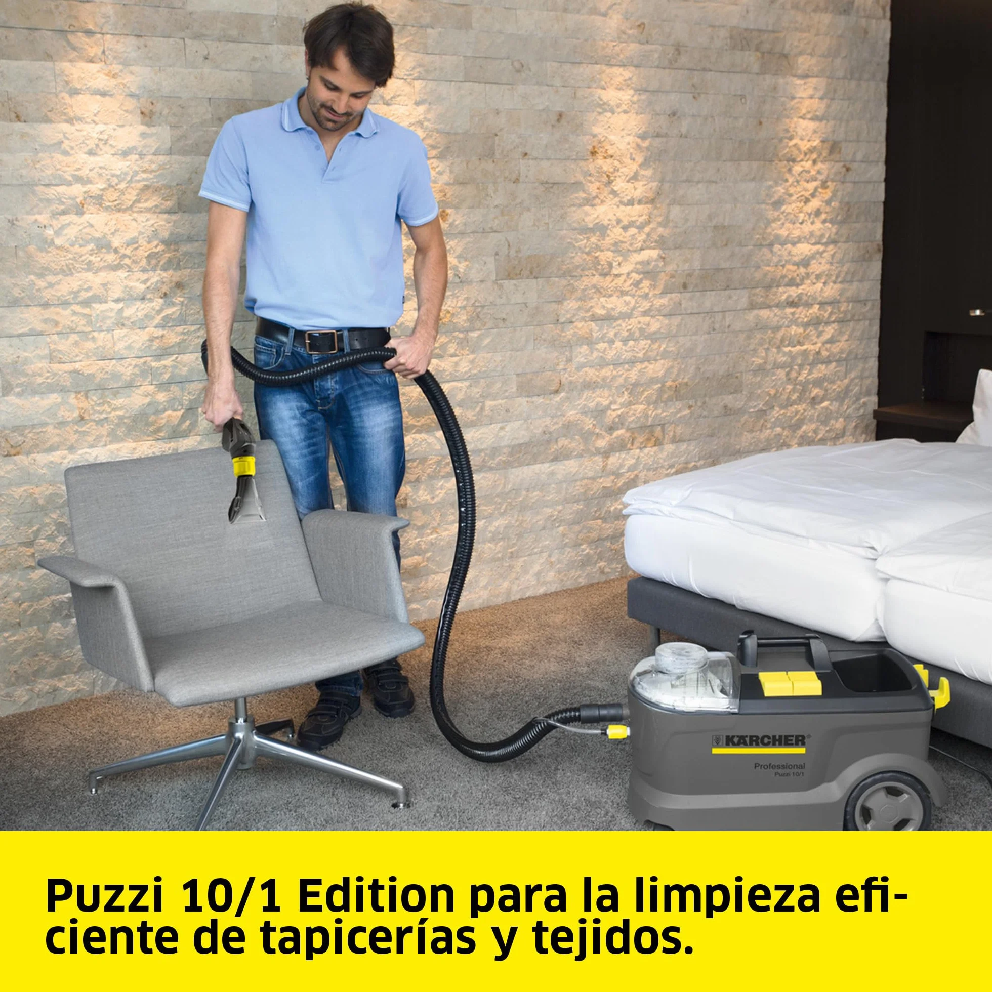 Kärcher lava-aspirador Puzzi 10/1 Edition, tanque: 10 l, caudal de pulverización: 1 l/min, rendimiento: 20-25 m2/h, peso: 10,5 kg, boquilla para tapicerías, boquilla para ranuras, boquilla para suelos
