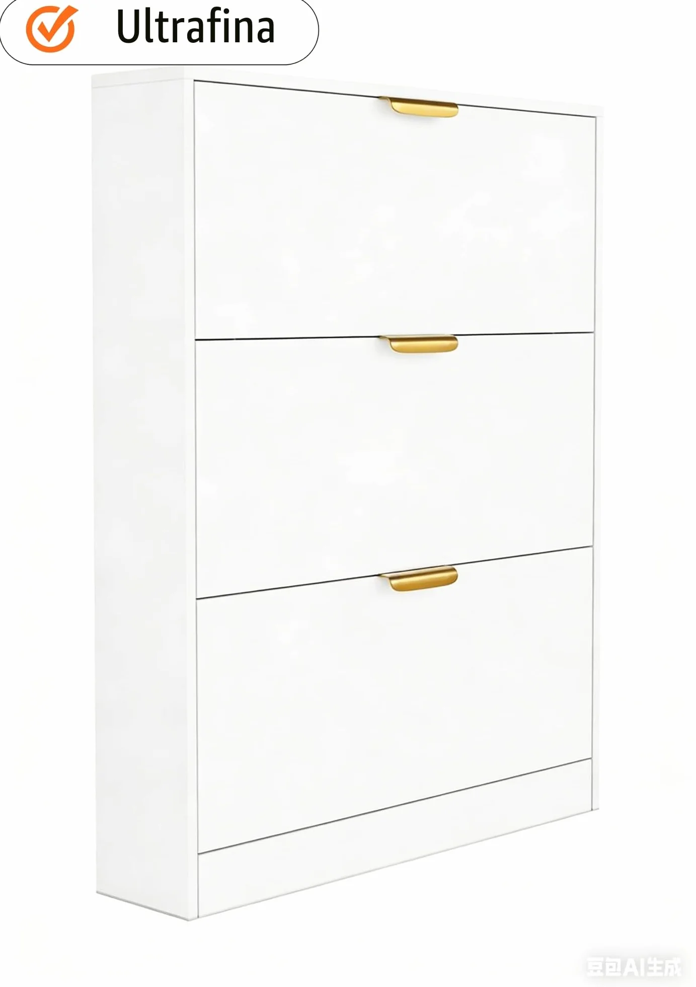 VOWNER Zapatero 3 Puertas, Zapatero Entrada Recibidor, 80 x 17 x 108 cm (Largo x Ancho x Alto), Blanco, Madera, para Entrada Estrecha, Pasillo
