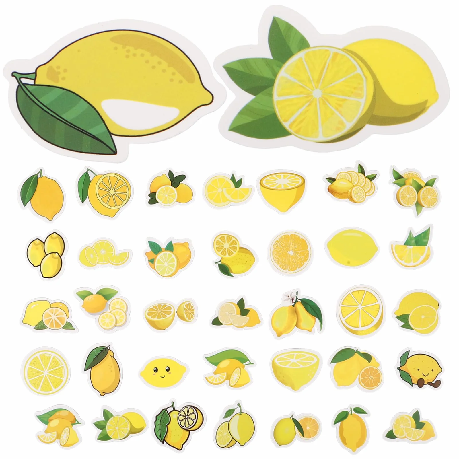 Pegatinas Adorables de Limón para Maleta, 50 Piezas Autoadhesivas | Diseño de Dibujos Animados, Color Amarillo, Variedad de Patrones, para Decorar y Crear Obras