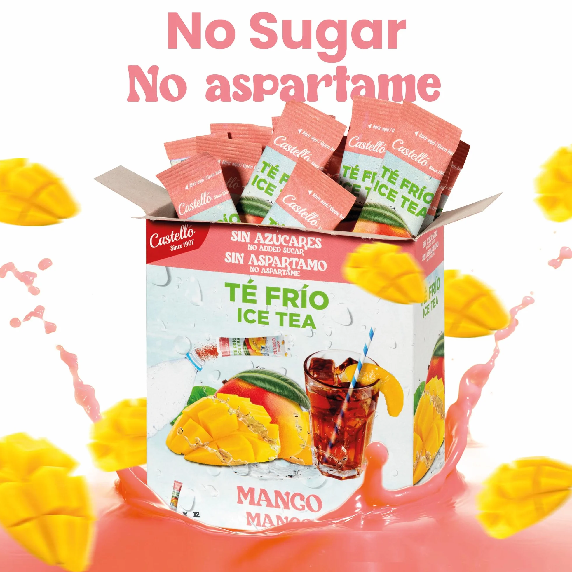 Castello Té Frío Zero Instantáneo Mango 12 sobres 0 Calorías 0 Azúcar