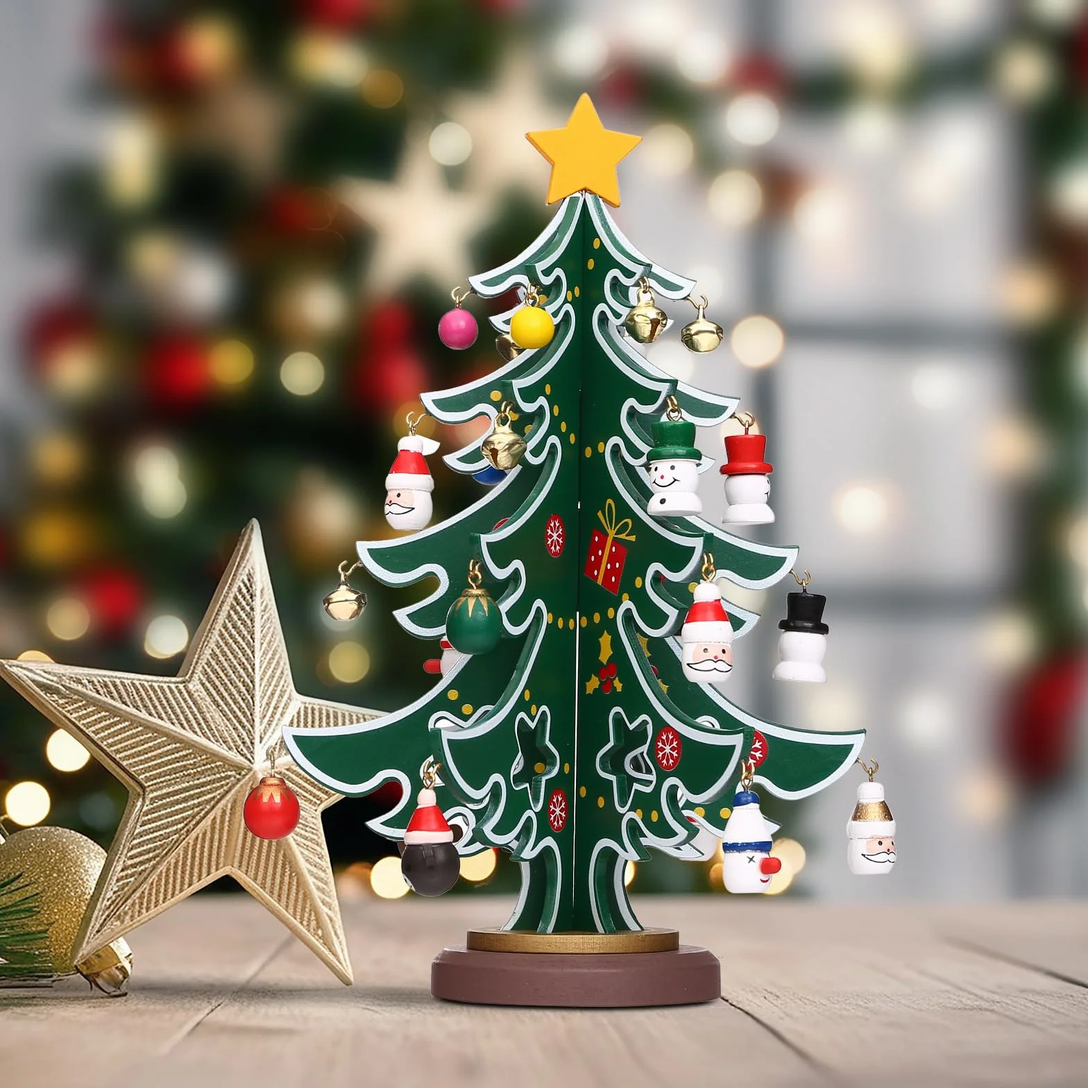 LIHAO Mini Árboles de Navidad de Madera Calendario de Adviento 24cm