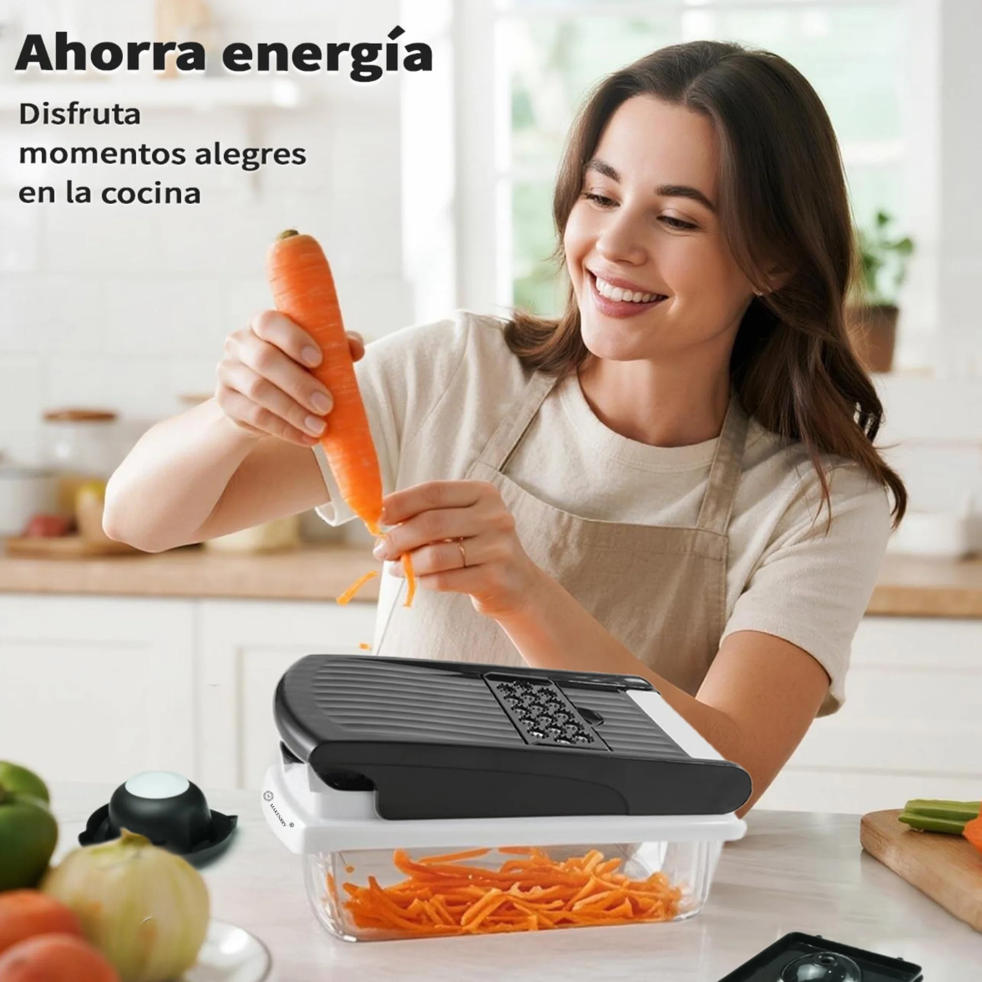 Cortador de Verduras 16 en 1, Picador de Verduras Multifuncional con Cuchillas Intercambiables, Mandolina de Cocina,Corta Verduras Manual para Cocina, Mandolina para Cortes Rápidos y Eficaces