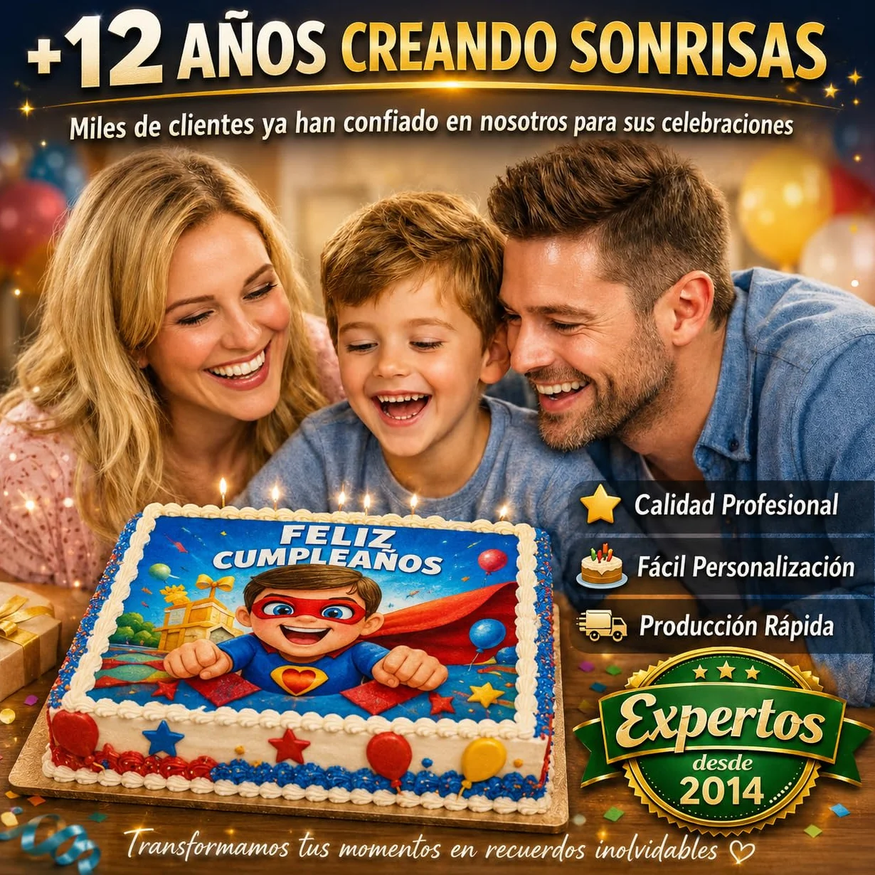 FOTO COMESTIBLE para tarta Personalizada con nombre y edad Papel de Oblea o Azúcar para Tartas Varios Tamaños Rectangular