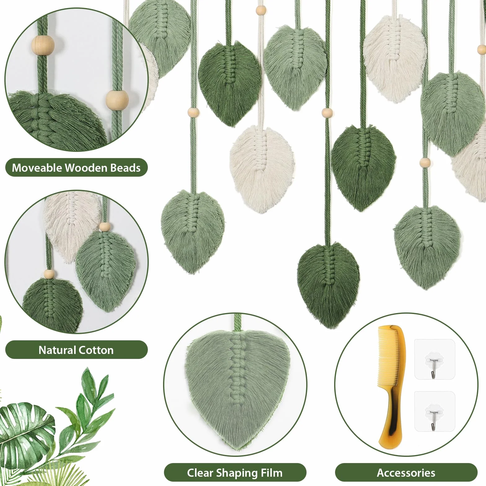 Betylifoy Macramé Tapiz de Pared Boho Verde Grande para Dormitorio Sala de Estar