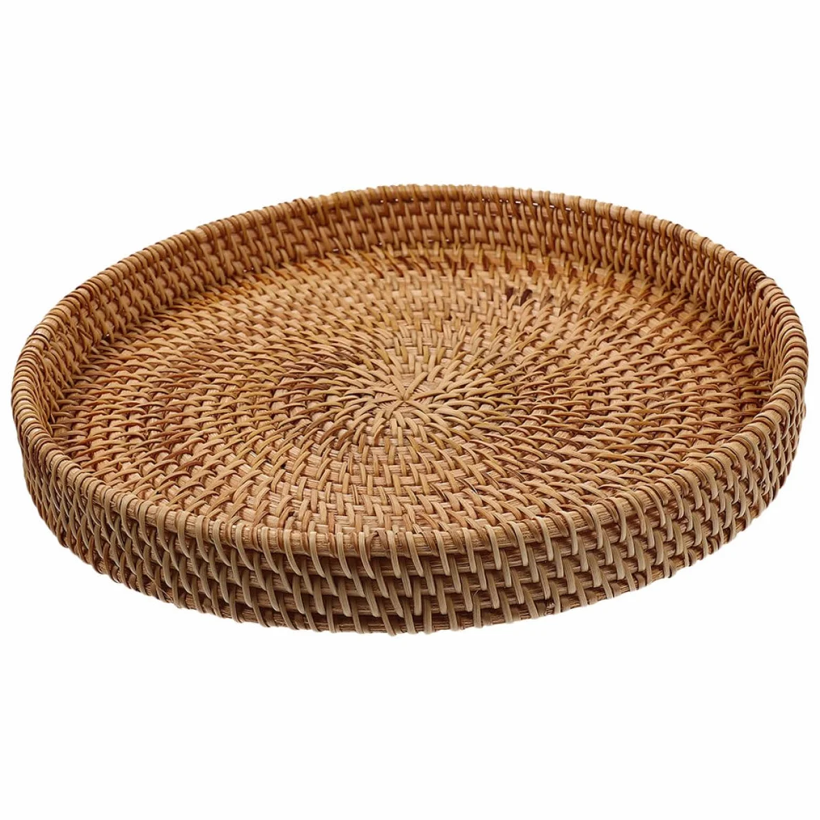 Genérico Bandeja Redonda de Ratán 30 CM sin Asas, Cesta Tejida a Mano para Servir Café, Frutas y Pan, Contenedor Abierto para Mesa de Café y Organización en Cocina