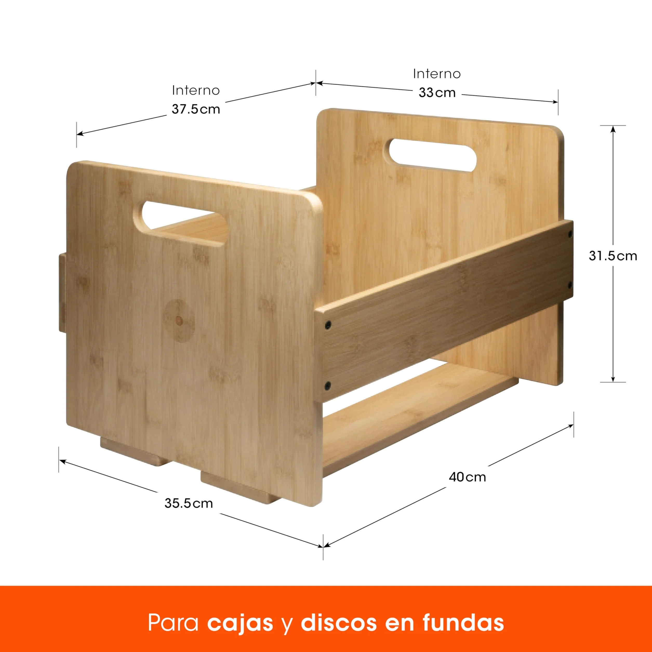 SPINCARE Caja de Almacenamiento para Discos de Vinilo de Madera de Bambú Premium 12 pulgadas Capacidad 80 Discos