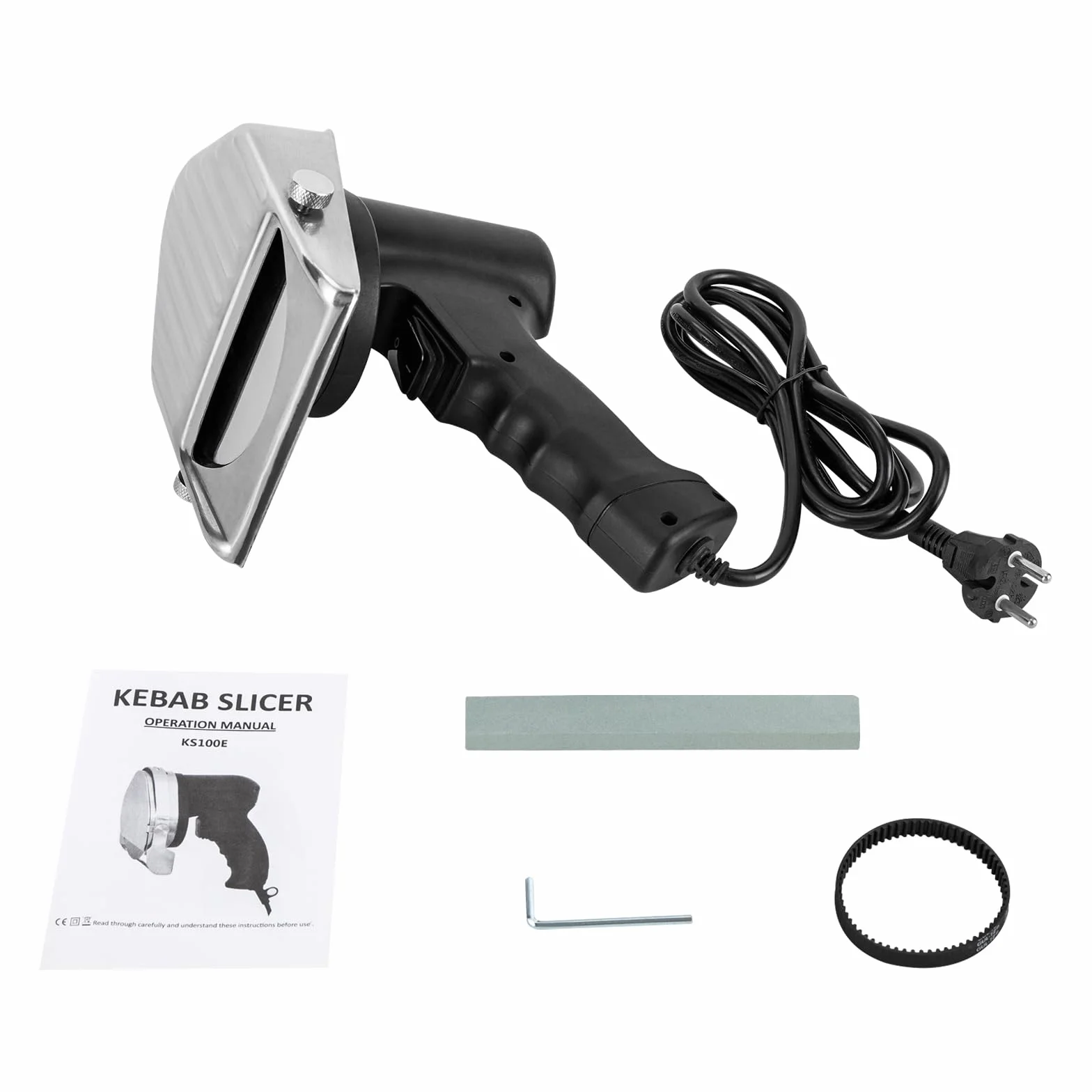 Cuchillo de kebab eléctrico de 120 W, grosor de corte 0-10 mm, cortador de kebab de acero inoxidable, para tiendas de carne asada, restaurantes, familias, etc