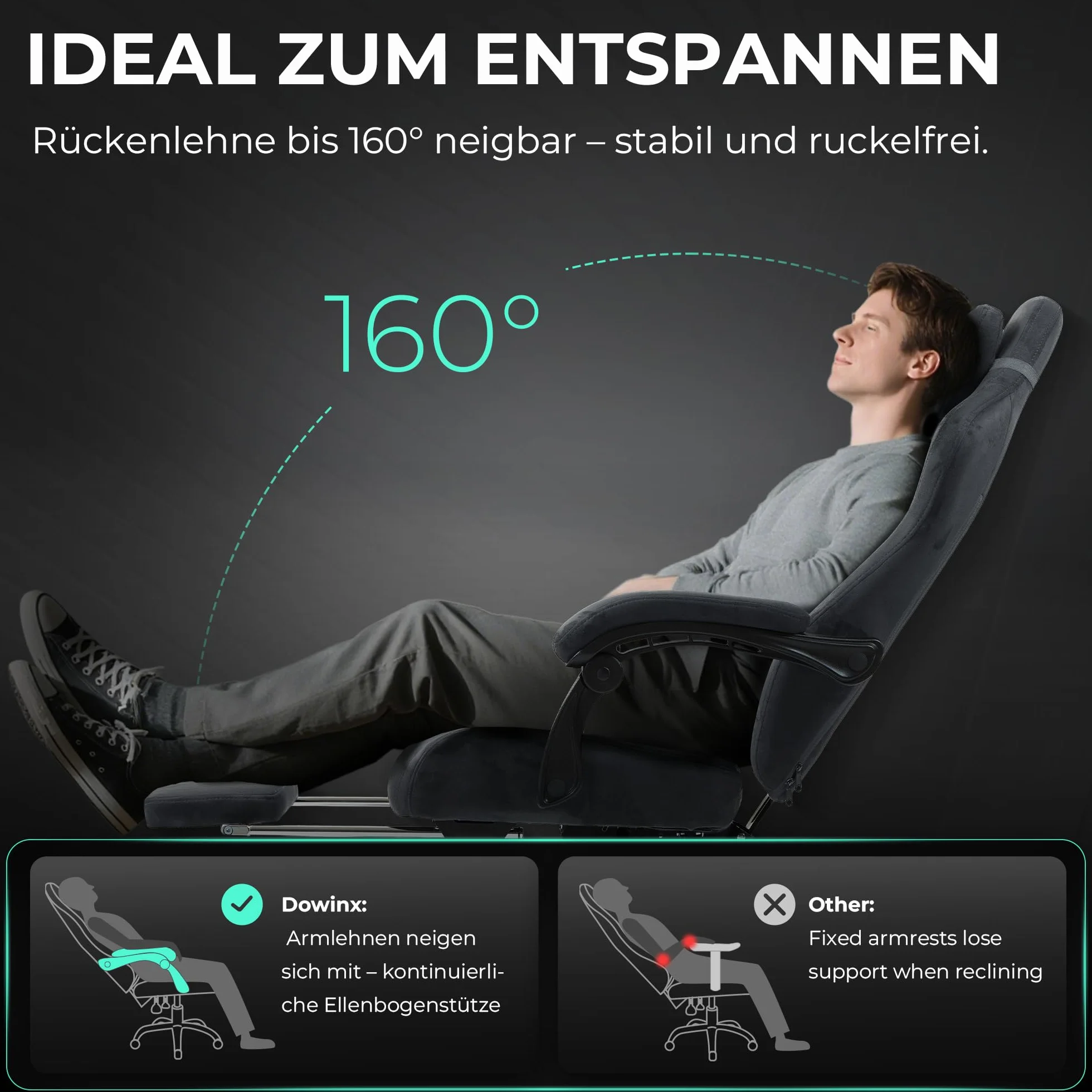 Dowinx Silla de gaming ergonómica con cojín lumbar de masaje, reposacabezas regulable en altura, acolchado de asiento grueso, reposapiés extensible, reposabrazos ajustables, terciopelo de microfibra