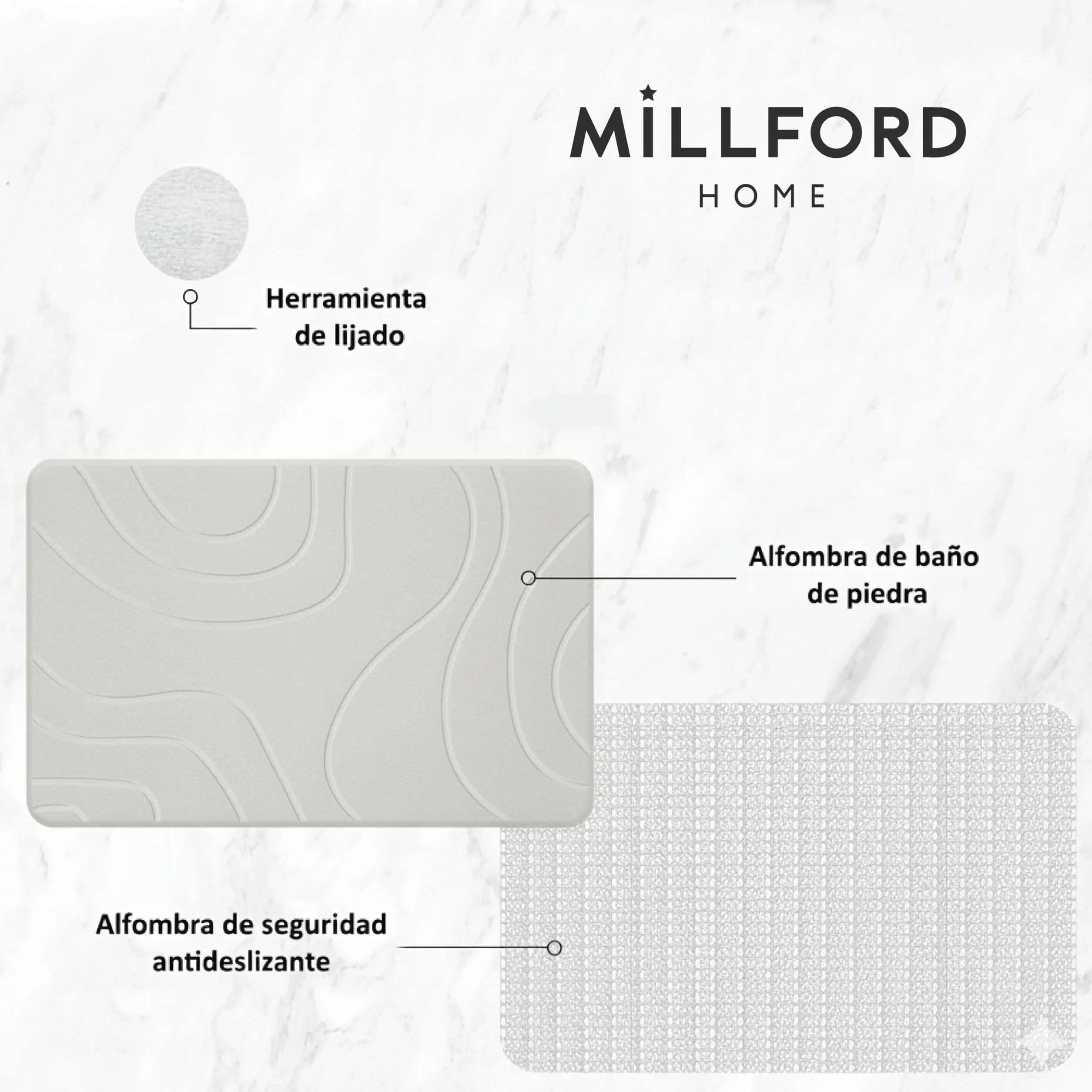 Alfombrilla de baño Antideslizante de Piedra diatomita Premium | Alfombra Absorbente de Ducha de Secado rápido, ecológica, antibacteriana