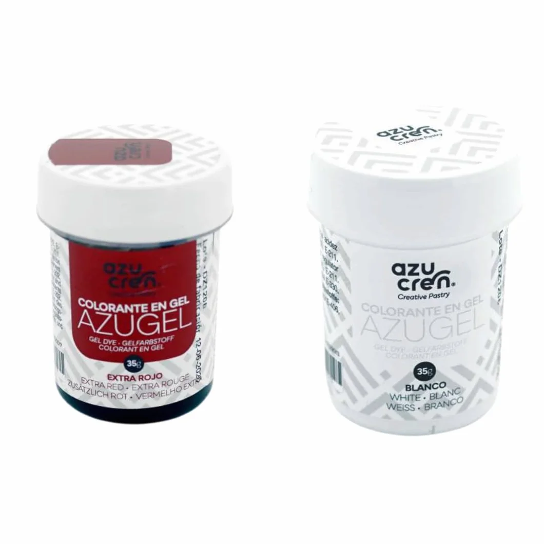 Azucren Colorantes Alimentarios en Gel Rojo y Blanco Pack 2 Ud 35 g para Fondant Buttercream Bizcochos