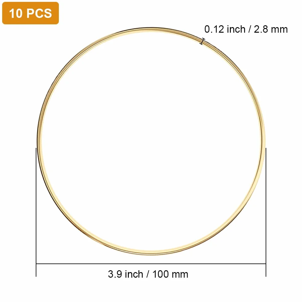 10 Piezas Círculo Atrapasueños 10cm Anillos Macramé Acero, Aros Redondos Dorados Para Atrapar Sueños,Metalicos Manualidades Aro Metal Anillos de Atrapasueños para Atrapasueños,Festival,Proyectos