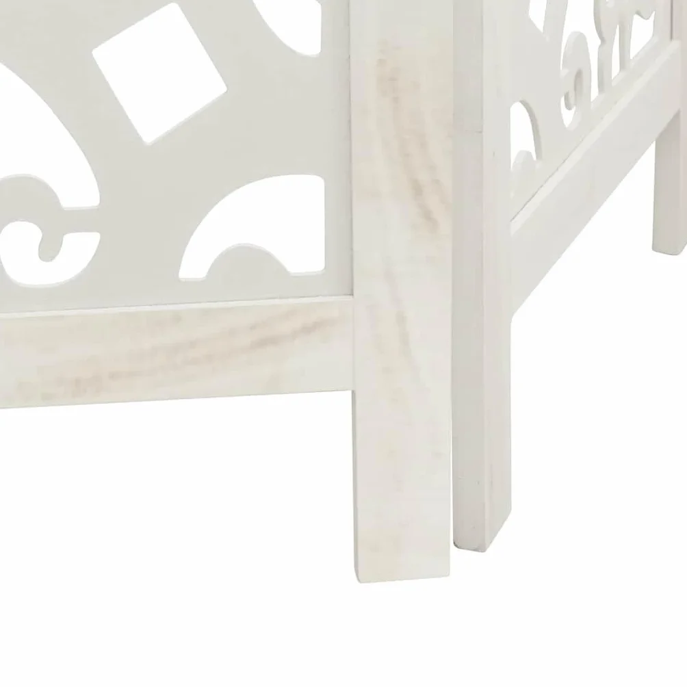vidaXL Biombo Separador de 6 Paneles Madera Maciza Paulownia Blanco
