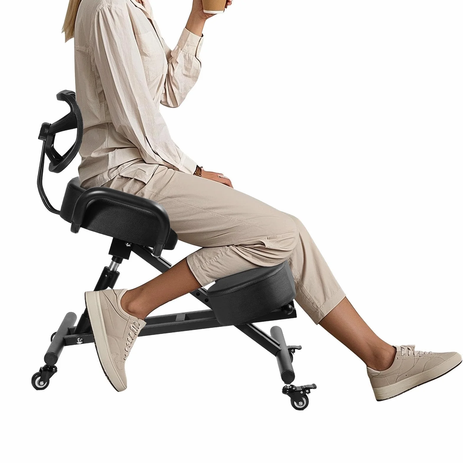 Silla de rodilla, silla ergonómica para la rodilla, sillas de oficina arrodilladas con altura ajustable y soporte lumbar para bancos y salas de conferencias, oficinas, áreas de recepción en el hogar