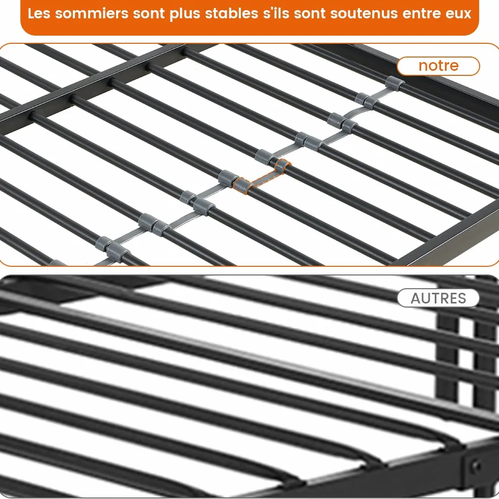 DORAFAIR Litera de Metal 140x200 con Almacenamiento, Robusta y Estable, Negra