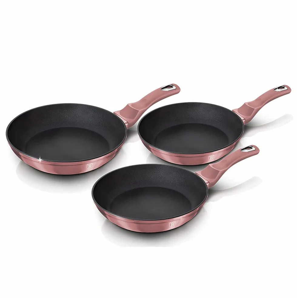 Berlinger Haus I-Rose Juego 3 Sartenes Inducción 20-24-28cm, Aluminio Forjado, Antiadherente Ecológico Titano sin PFOA, Diseño Moderno, Apta para Todas Las Cocinas, Vitrocerámica, Gas