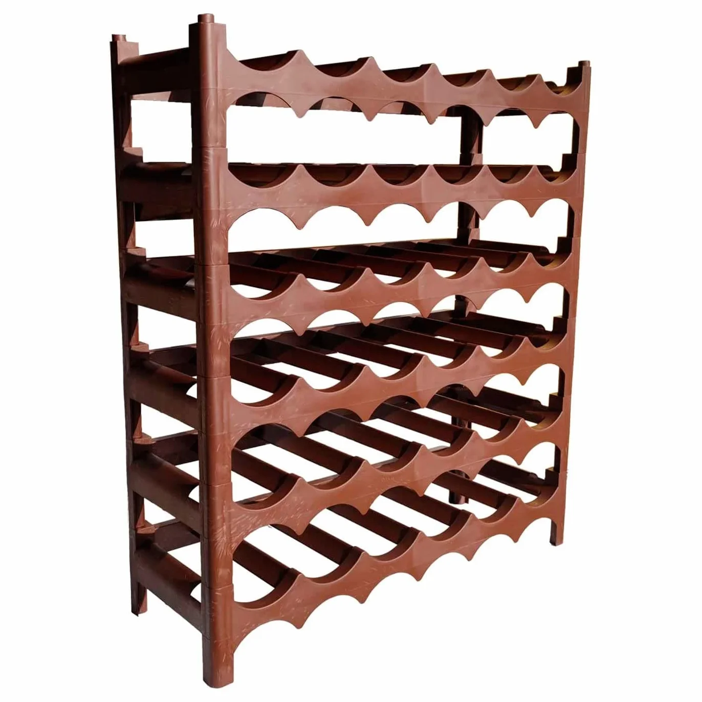 Botellero apilable 36 Botellas 6 Niveles Plástico 60x69x23 cm Marrón