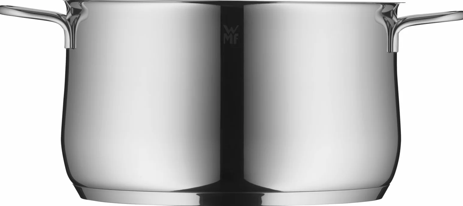 WMF Diadem Plus - Olla Baja 6.5 L Ø24 cm, Acero Inoxidable Cromargan, con Tapa de Cristal