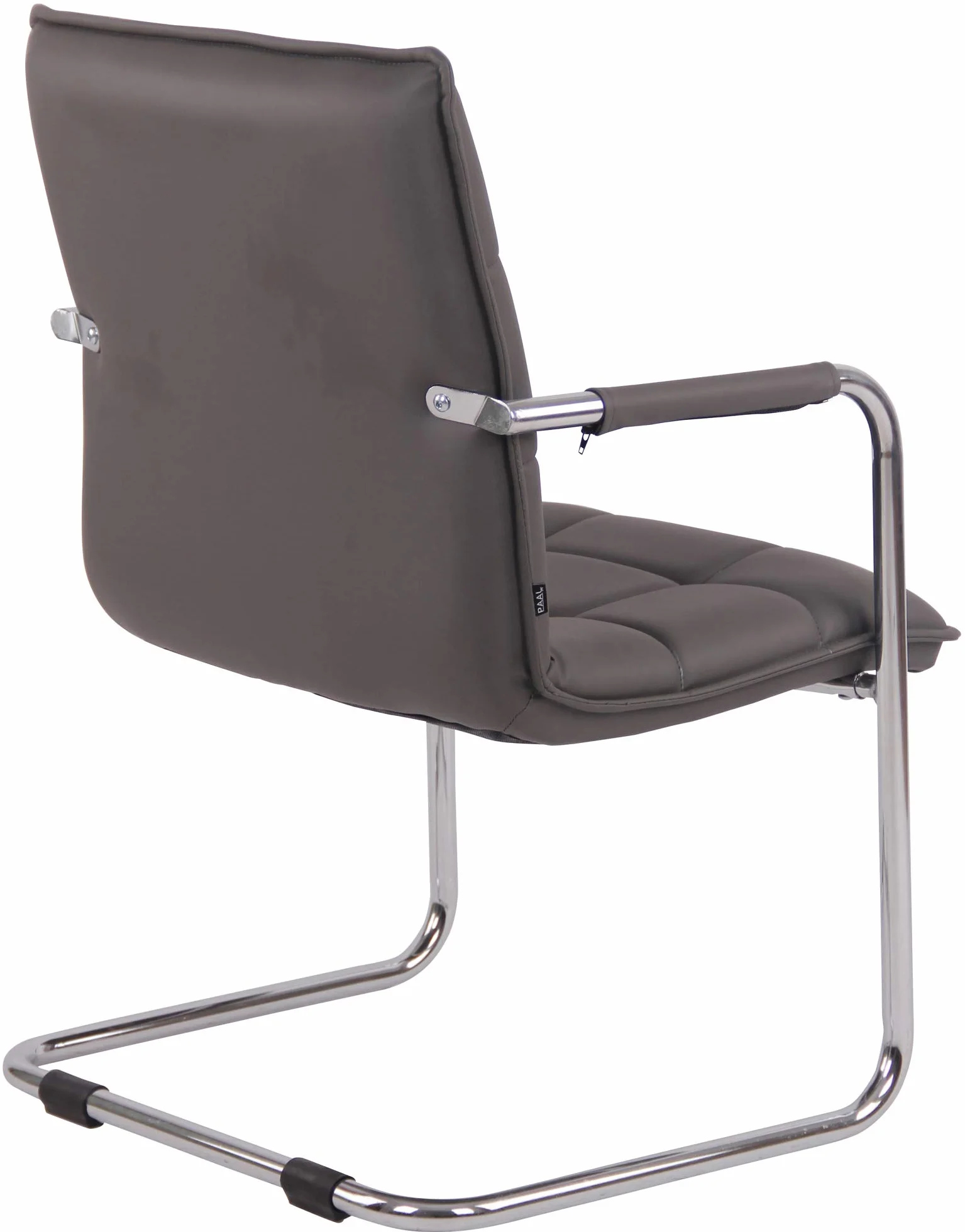 Silla de Conferencia Gandia en Polipiel con Reposabrazos Silla Cantiléver Silla de Oficina Sin Ruedas Gris Marco Cromado