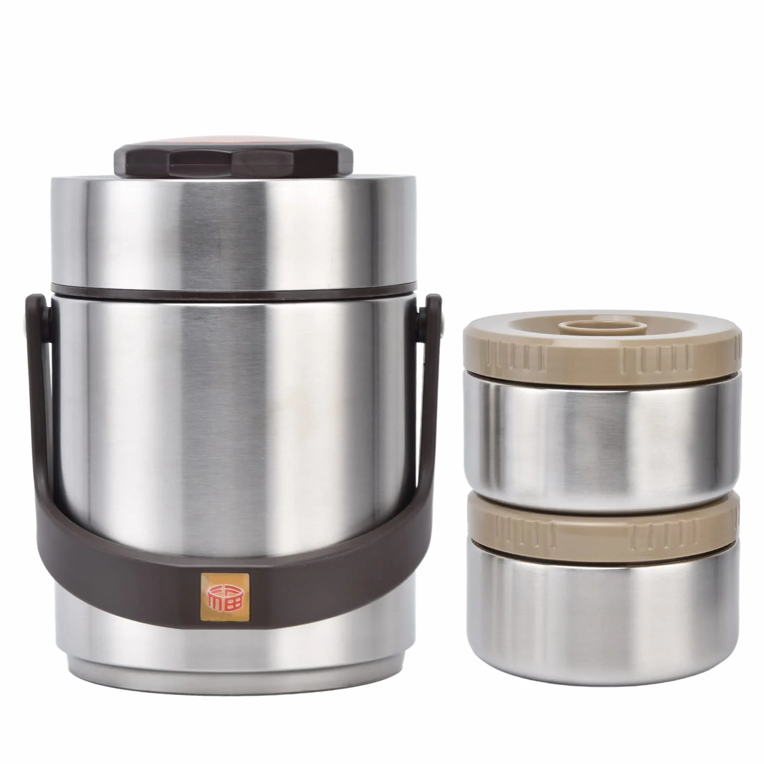 Jenngaoo Termo Aislado 1500ml Acero Inoxidable para Comida Fría/Caliente, Bento Apilable 3 Niveles con Tapa Antifugas, Ideal para Viajes, Trabajo y Escuela