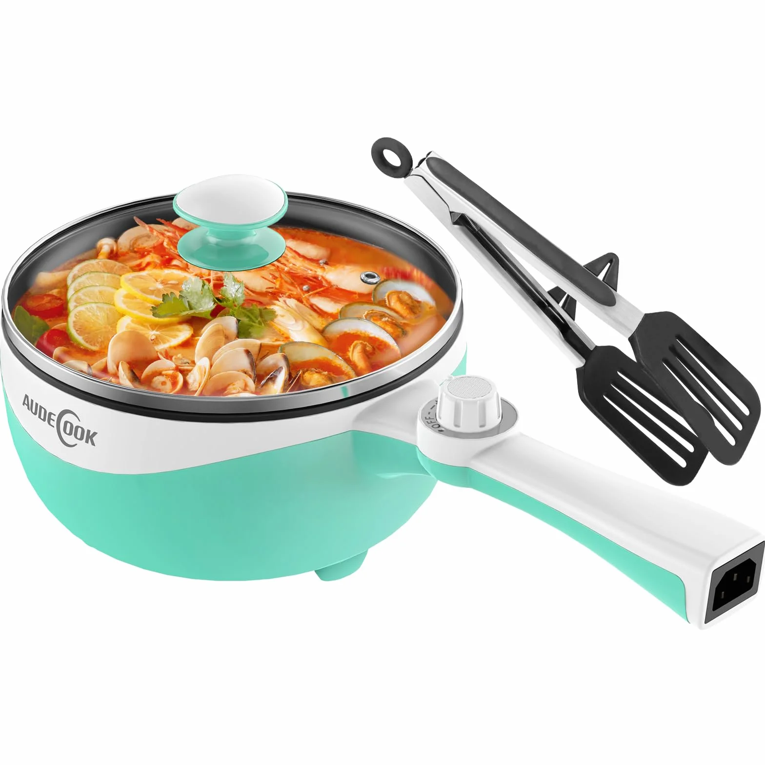 Audecook Olla Caliente Eléctrica Mini Sartén 1,7 L Antiadherente Multicocina de Viaje Verde