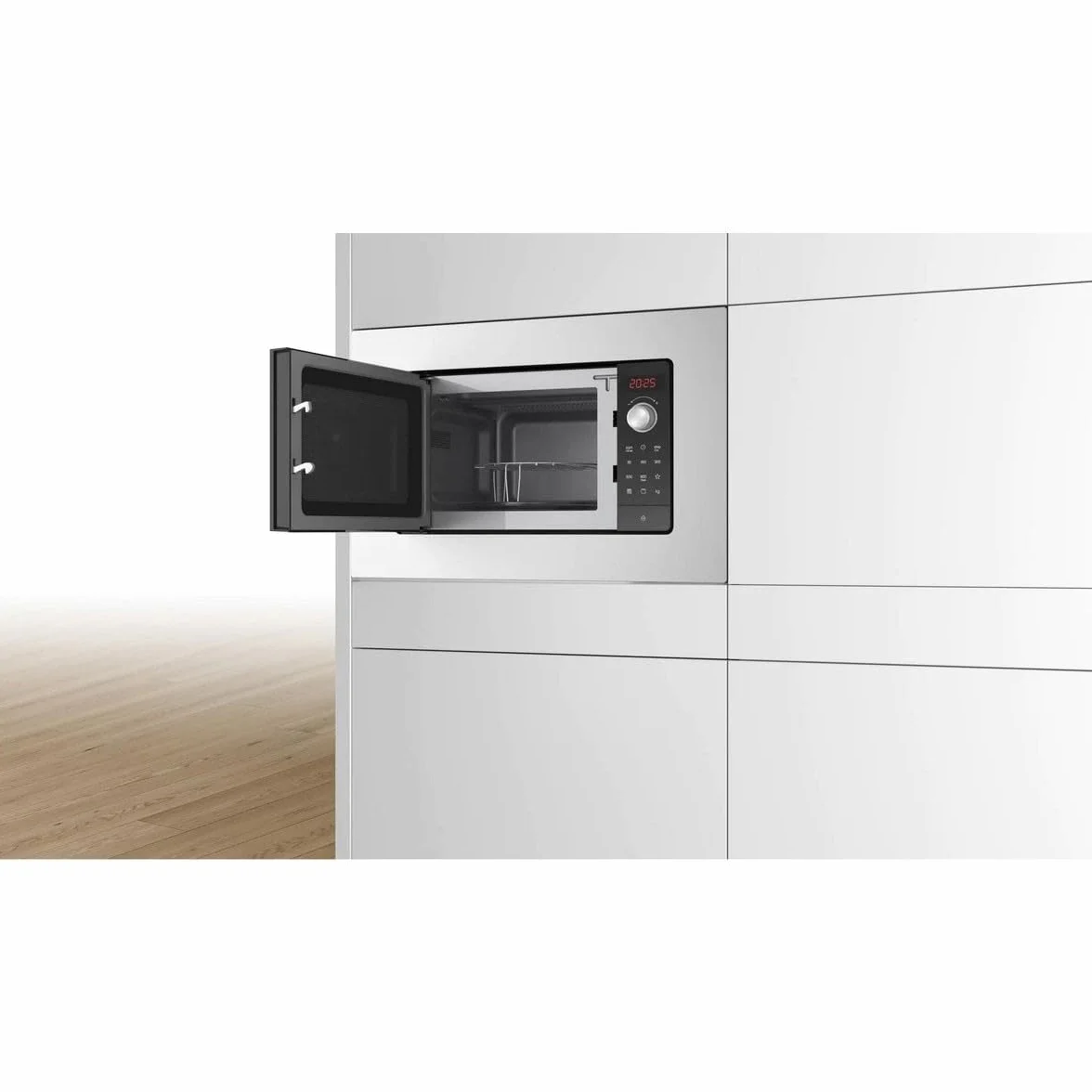 Bosch - Microondas Integrable, 60 cm, 8 programas automáticos, Display LED, Acero, BEL623MS3