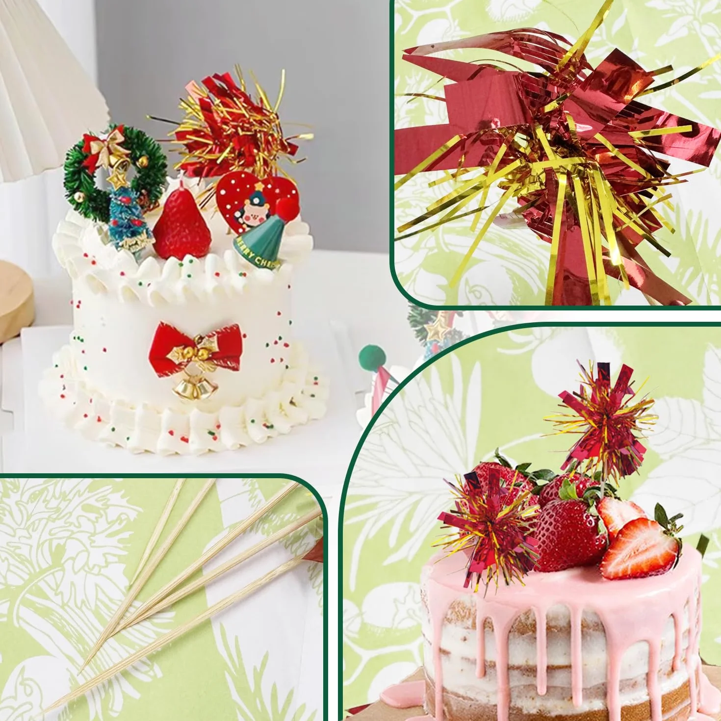 30 Palitos De Cóctel, Decoraciones Para Fiestas, Palos De Fuegos Artificiales, Palitos Para Decorar Pasteles, Palitos De Cóctel