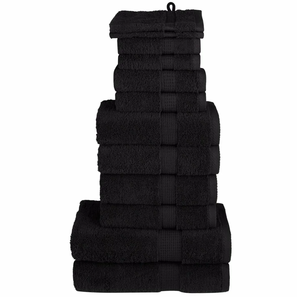 Homgoday Juego de Toallas 12 Piezas 100% algodón Negro 600 gsm, Toallas de baño, Juego de Toallas Baño, Toallas de Mano Toallitas, Suaves y Resistentes TipoB