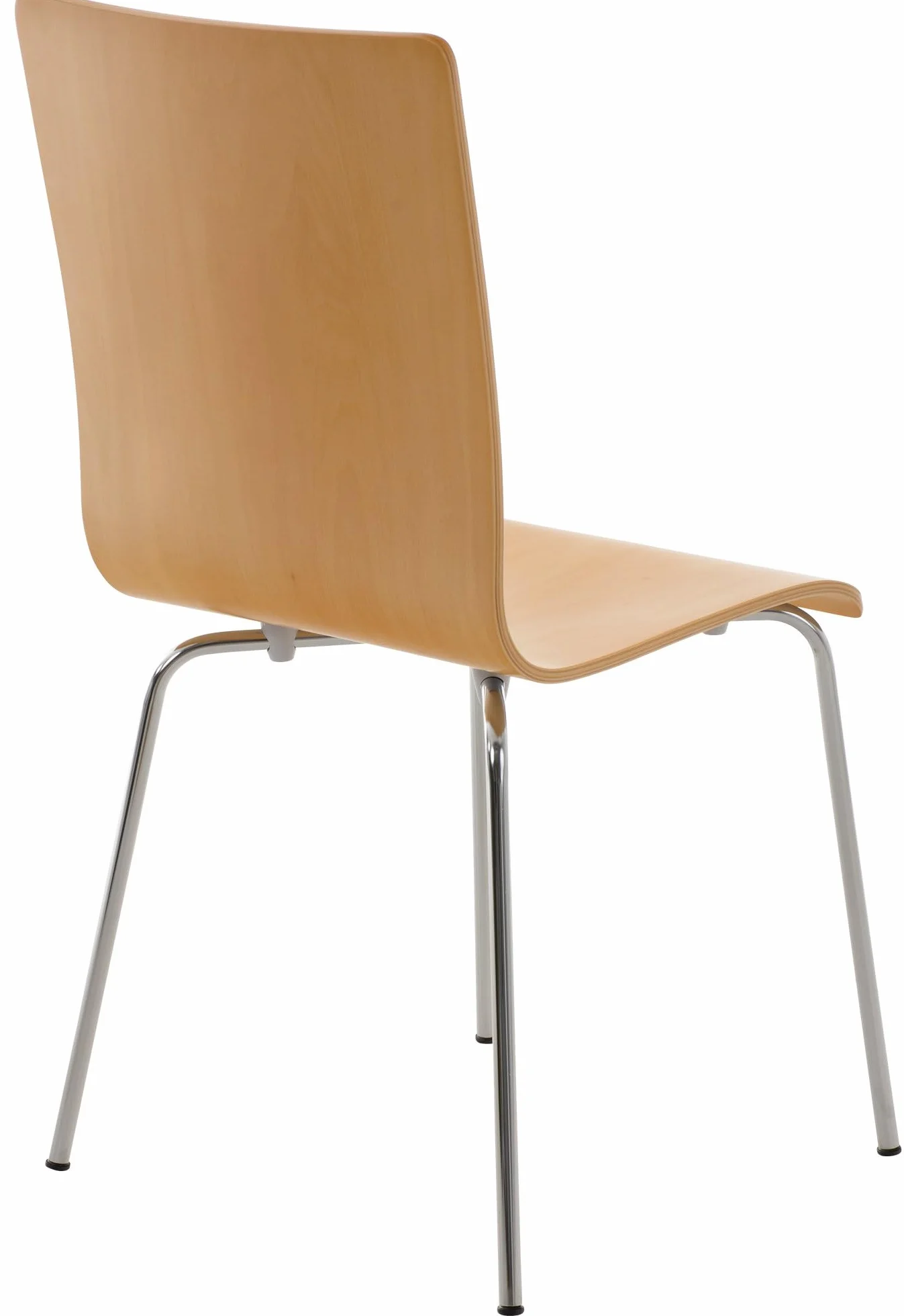 CLP Juego de 4 Sillas de Espera Pepe, Silla de Visitas con Asiento de Madera Ergonómico, Soporte Metálico, Color Natura