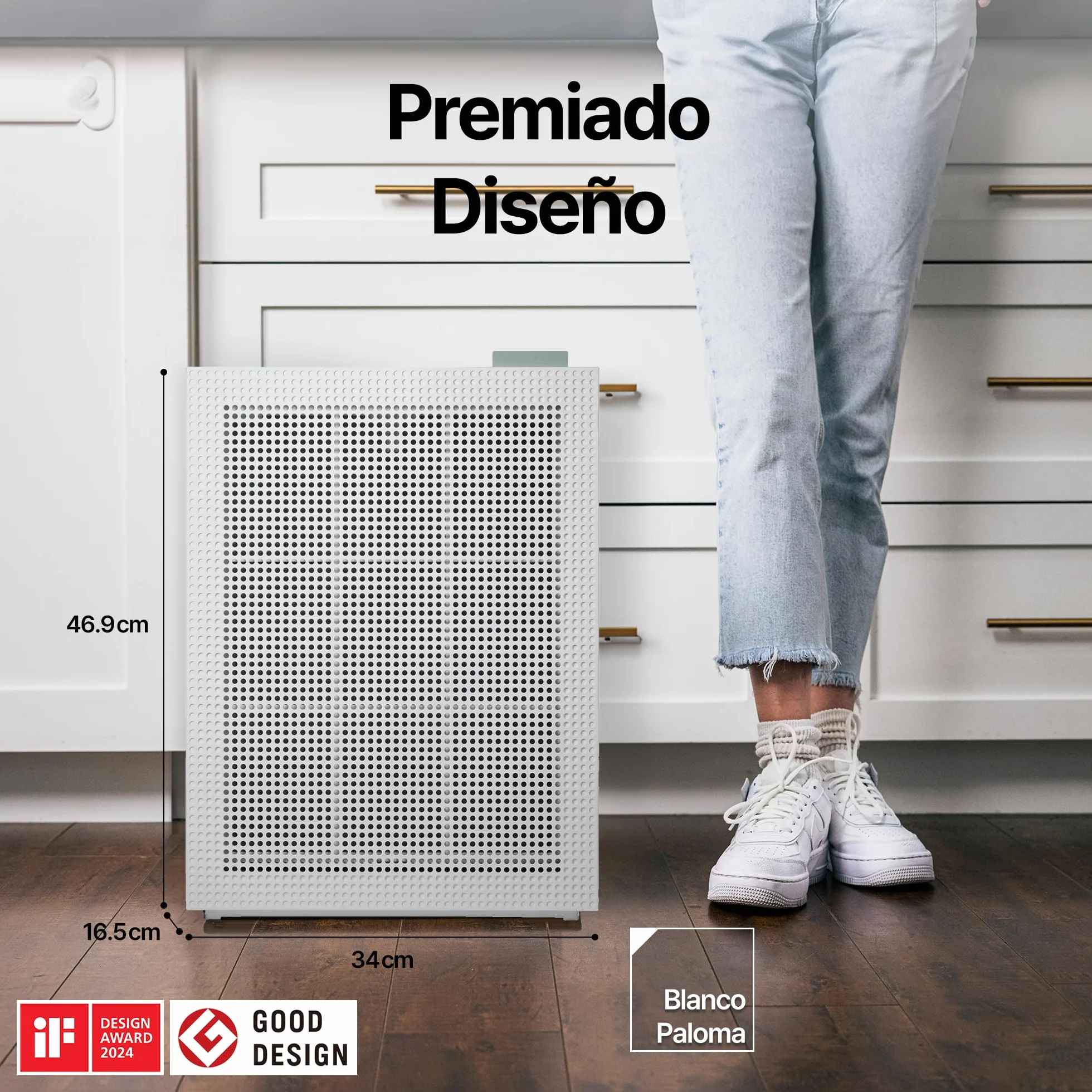 COWAY Purificador Aire, Calima Sahariana Alérgenos Mascotas, ECARF Quiet Mark, Modo Sueño 20 dB, Prefiltro Lavable, HyperCaptive 99,999% 0,01µm, CADR 281m³/h, Garantía 3 Años, Airmega 150, Bianco