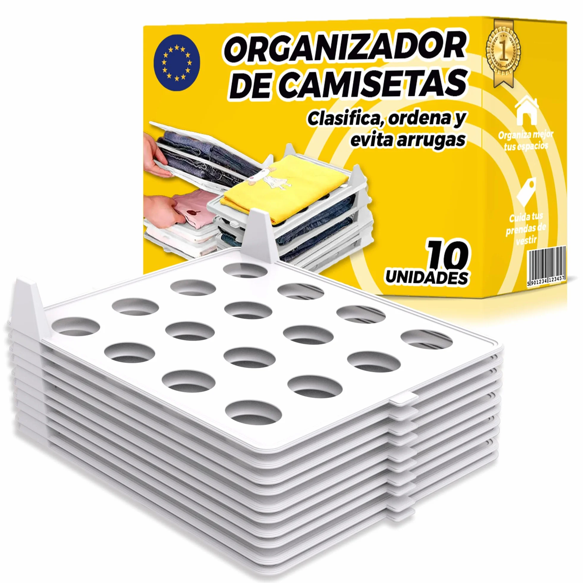 Organizador armario para camisetas PACK 10 resistentes antiarrugas antihumedad