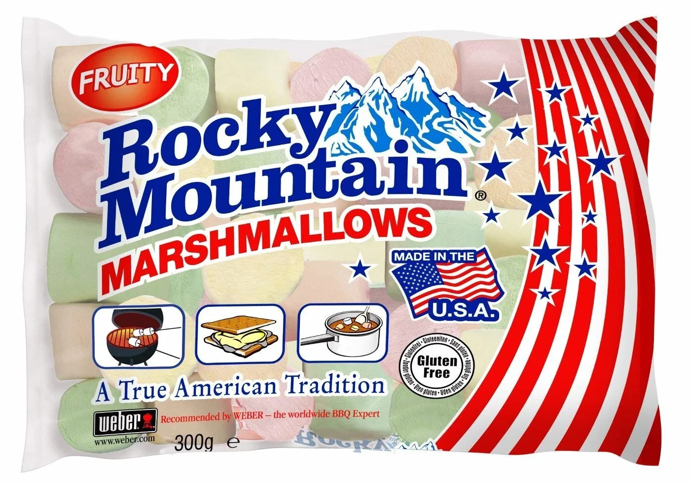 Rocky Mountain Marshmallows Fruity 2 Pack 300g Dulces Americanos para Asar