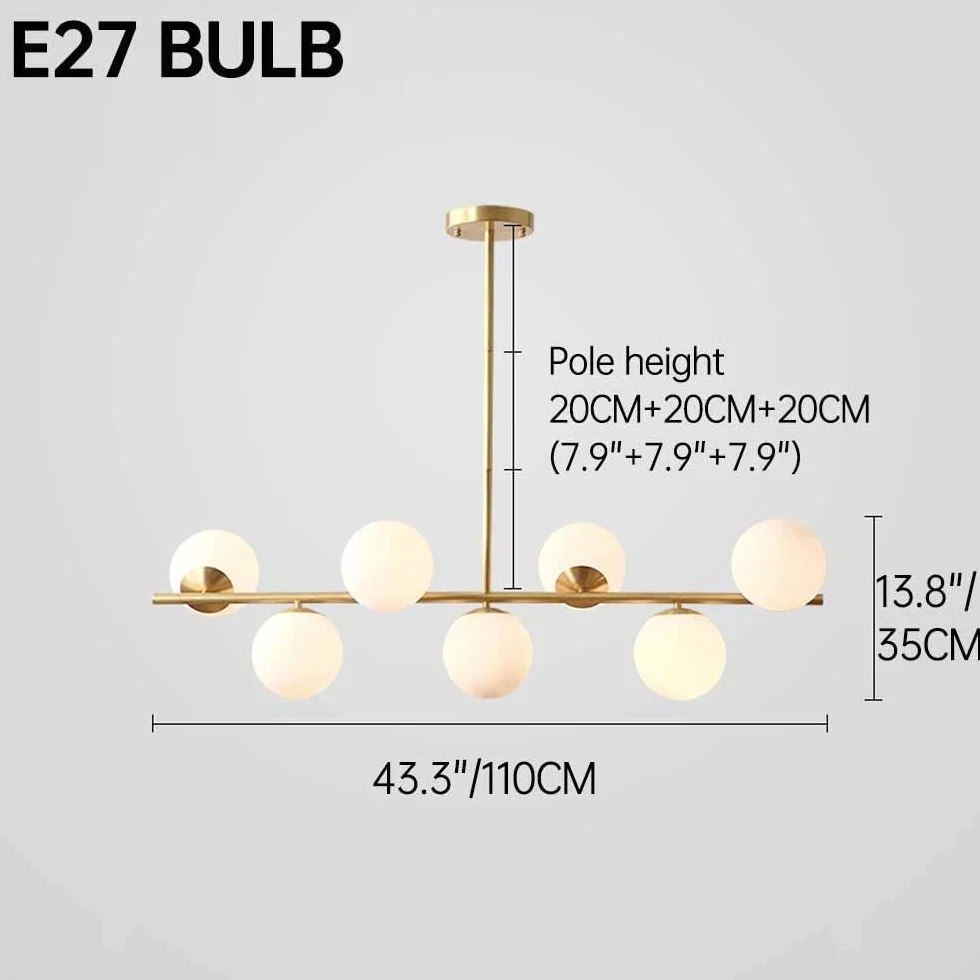 Lámparas de araña Doradas Modernas de 7 Luces Lámpara Colgante de Mediados de Siglo con Globos de Vidrio Esmerilado Blanco E27 Lámpara Colgante de Techo para Isla de Cocina Comedor Sala de Estar Dor